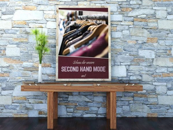 Schau dir unsere Second Hand Mode an Plakat | Werbung