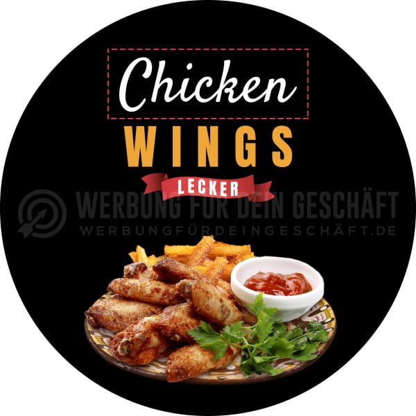 Rund | Chicken Wings Poster | Werbebanner Chicken Wings | Rundformat