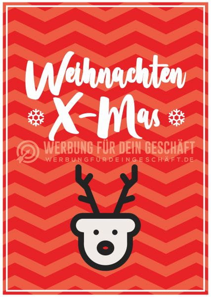 Weihnachten X-Mas Plakat | Werbeschild für Weihnachten
