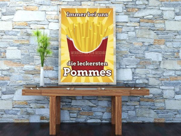 Die leckersten Pommes Plakat | Werbeschild für Imbiss