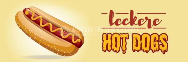 3:1 | Hot Dogs Plakat | Werbeschild für deinen Imbiss | 3 zu 1 Format