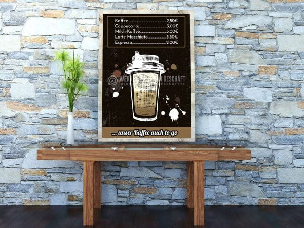 Kaffee auch to-go Plakat | Werbetafel für dein Cafe