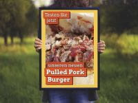 Pulled Pork Burger Werbebanner | Plakat auch in DIN A 0