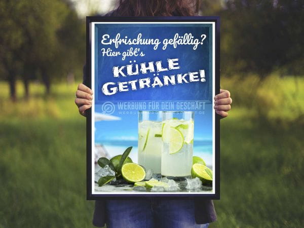 Kühle Getränke Plakat | Werbeschild Erfrischung