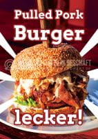 Pulled Pork Burger Werbeplakat | Poster für Werbeaufsteller