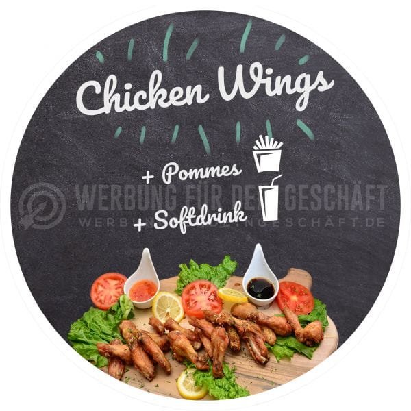 Rund | Chicken Wings Plakat | Werbetafel Chicken Wings Angebot | Rundformat
