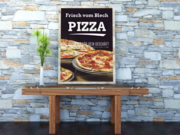 Frisch vom Blech - Pizza Plakat | Werbeposter auch für Plakatständer
