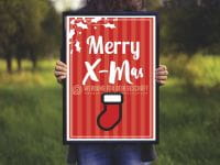 Merry X-Mas Plakat | Werbebanner für Weihnachten