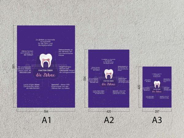 Fakten über die Zähne Werbetafel | Plakat auch in DIN A0