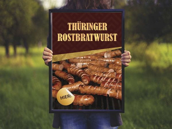Thüringer Rostbratwurst - Hier! Werbebanner | Poster online drucken