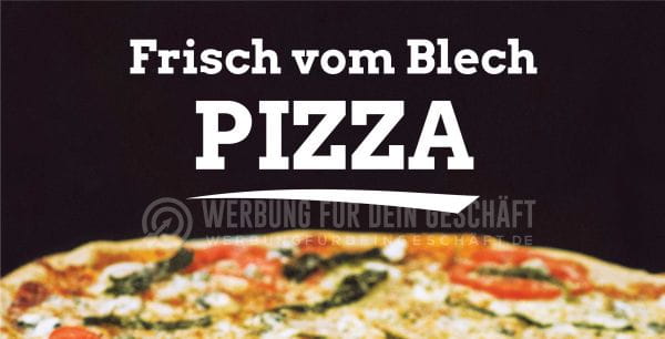 2:1 | Frisch vom Blech - Pizza Plakat | Werbeposter auch für Plakatständer | 2 zu 1 Format