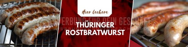 4:1 | Leckere Thüringer Rostbratwurst Werbeaufkleber | Plakat auch in DIN A0 | 4 zu 1 Format