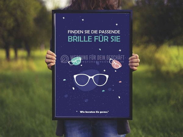 Finden Sie die passende Brille Plakat | Werbetafel für Optiker