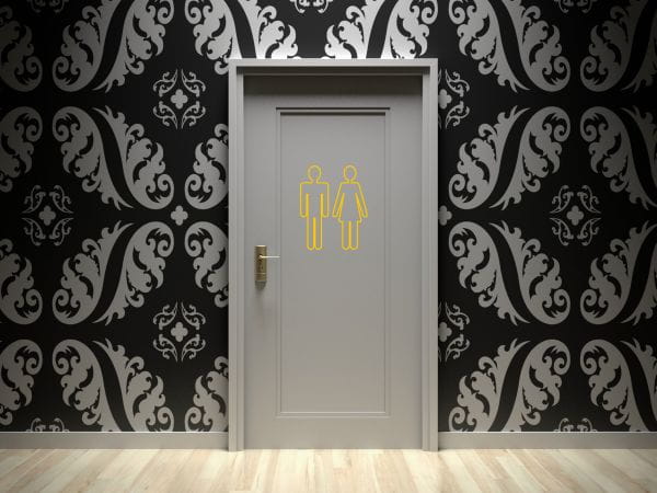 Toiletten Aufkleber | Maennlich + Weiblich Klassisch | Umriss gelb