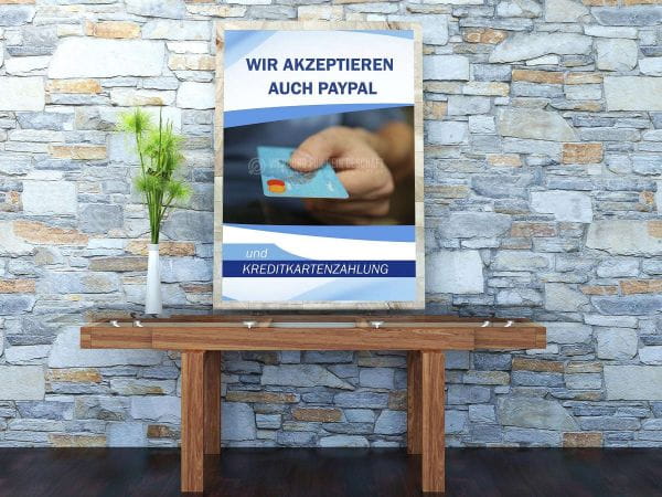 Paypal und Kreditkartenzahlung Poster | Werbeposter für Geschäfte