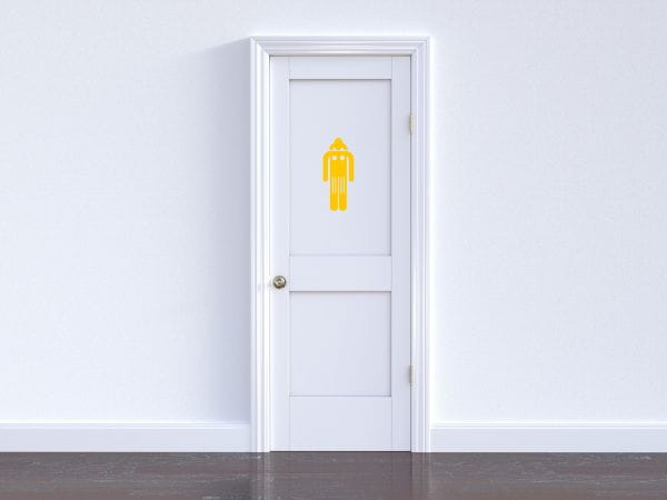 Toiletten Aufkleber | Weiblich Bild | Frau gelb
