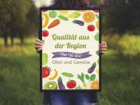 Qualität aus der Region Plakat | Werbebanner Obst und Gemüse