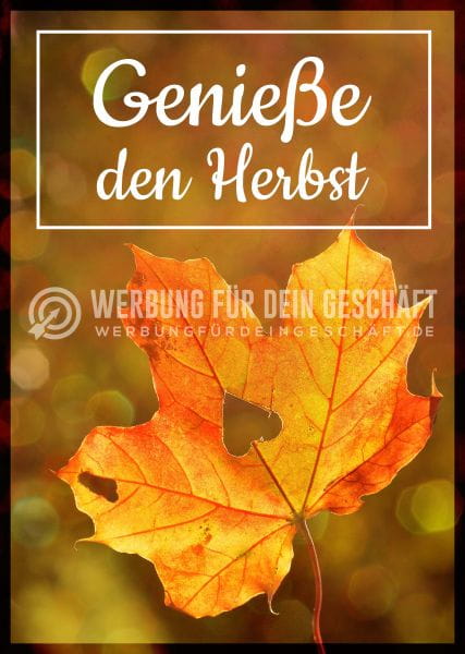 Genieße den Herbst Plakat | Werbeschild für Herbst