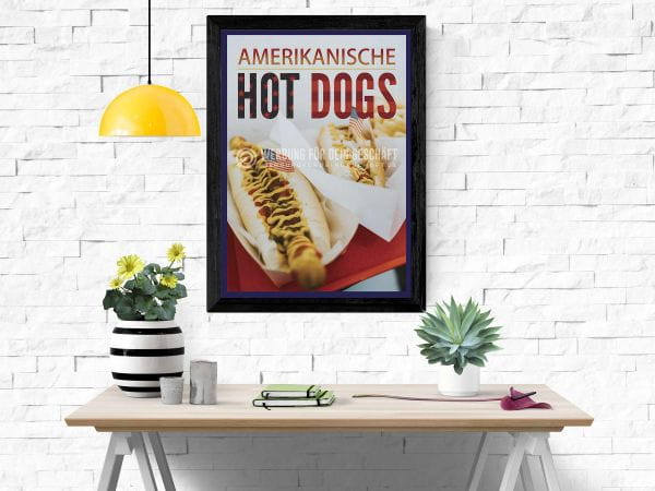 Amerikanische Hot Dogs Plakat | Werbeposter für deinen Imbiss